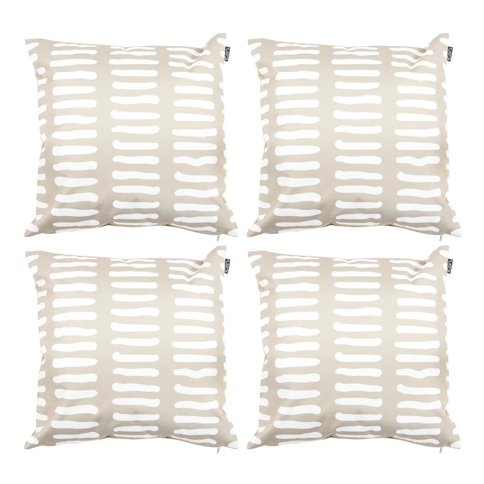 icon Indoor & Outdoor Mark Making Waterproof Cushion 2x Khaki & 2x Burnt Orange in Stone