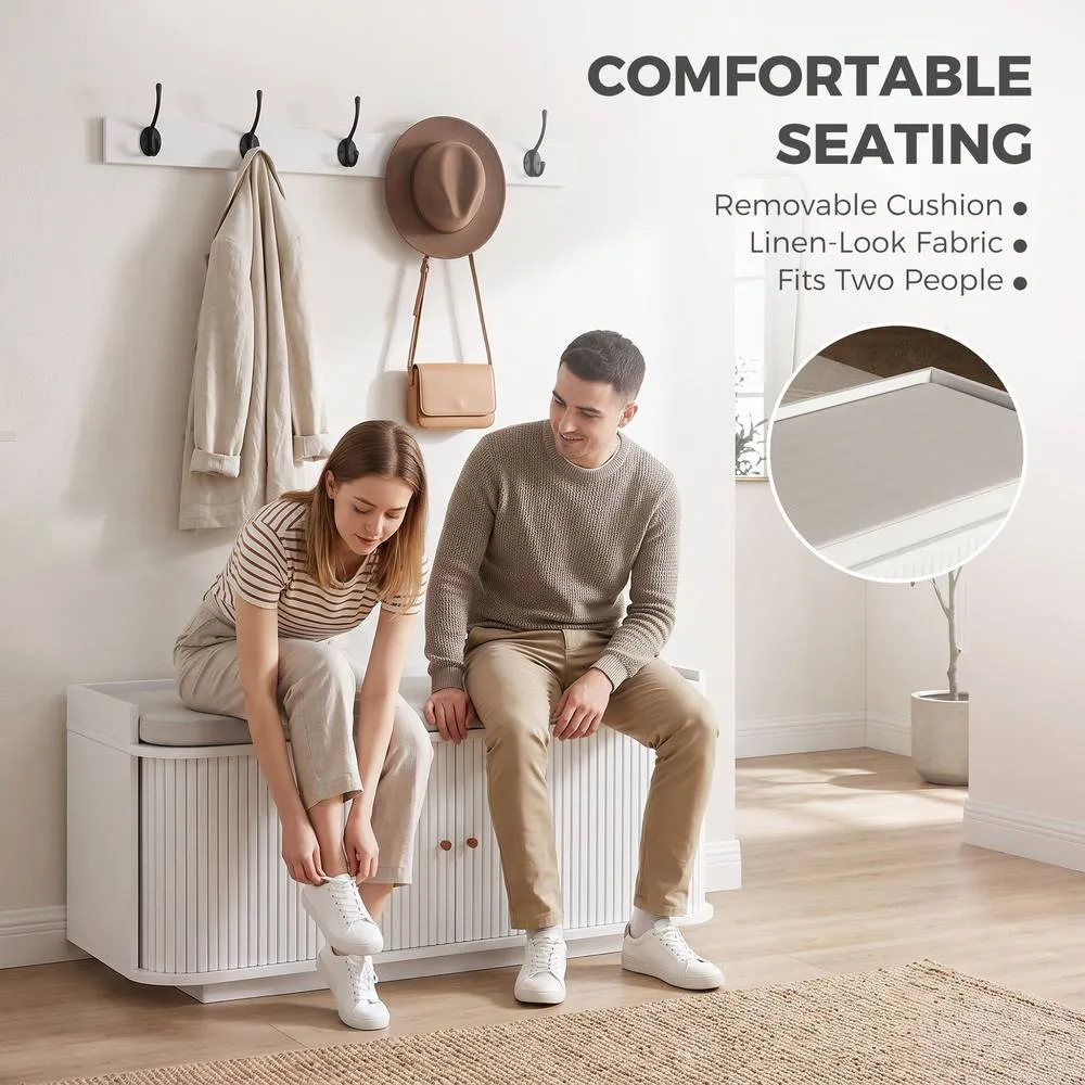 HOMCOM Hallway Furniture Set with Shoe Bench & Coat Rack in White 5