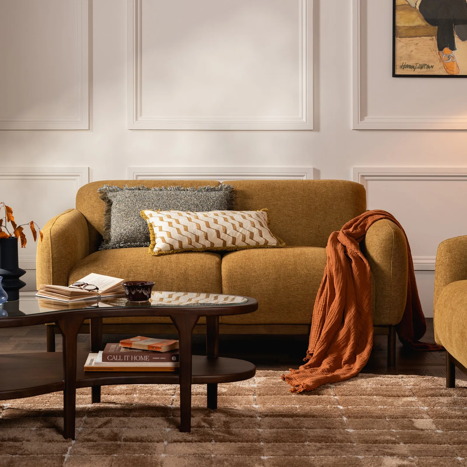 Connie 2 Seater Sofa, Yellow Fabric | Barker & Stonehouse 2