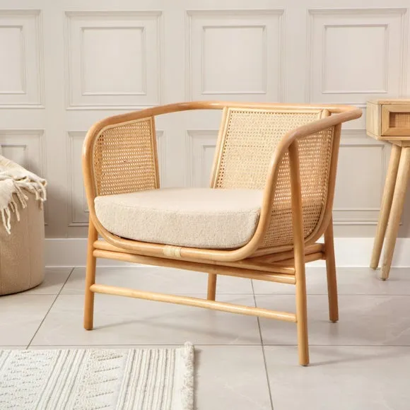 Desser Seoul Rattan Chair with Boucle Cushion