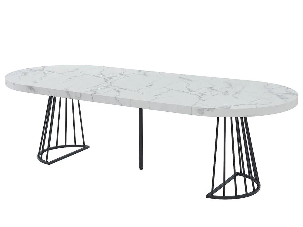 Vente-unique 2 - 12 Seater Extendable Dining Table In MDF & Steel - White and in Black 4