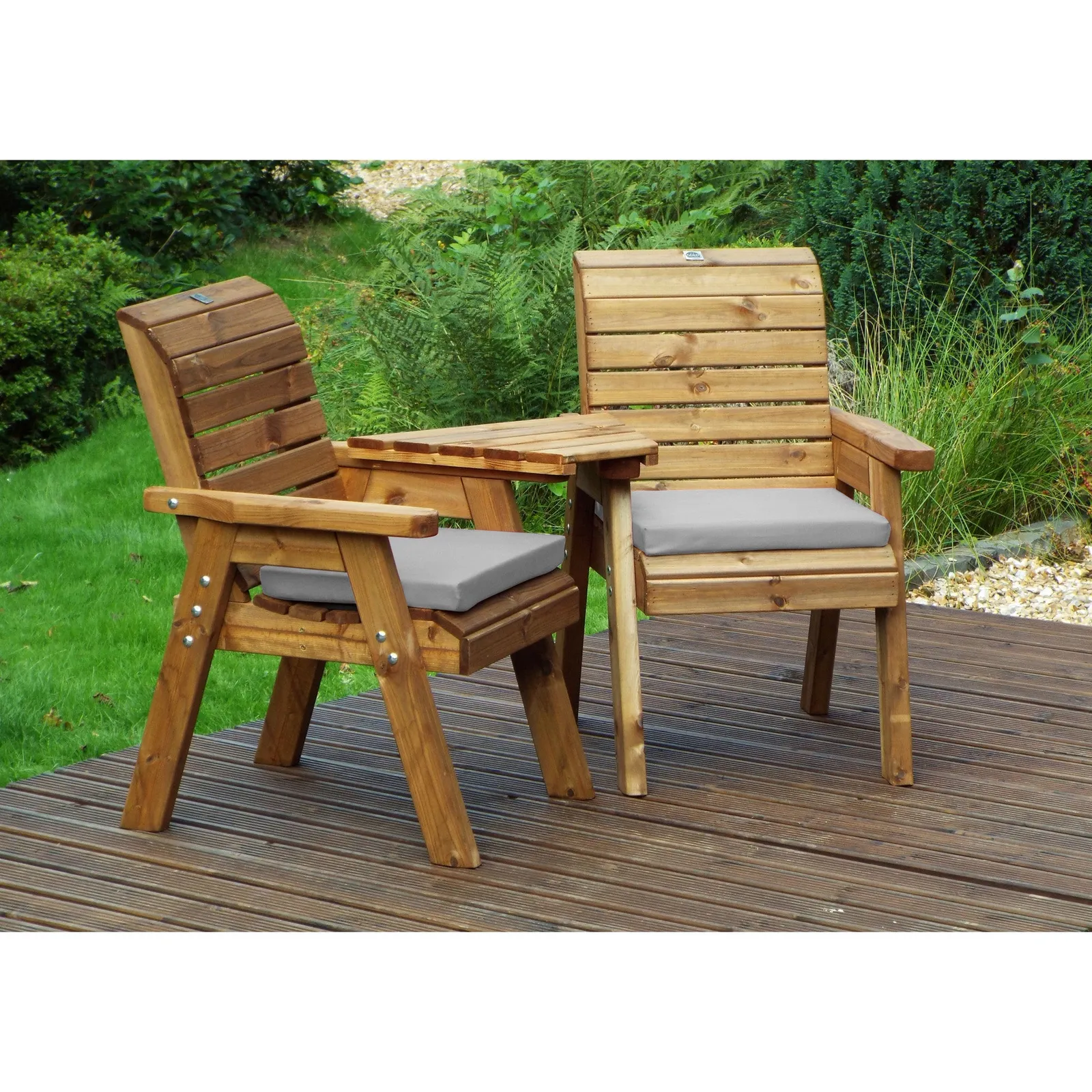 Charles Taylor 2 Seater Angled Twin Companion Set with Grey Seat Pads Light Grey