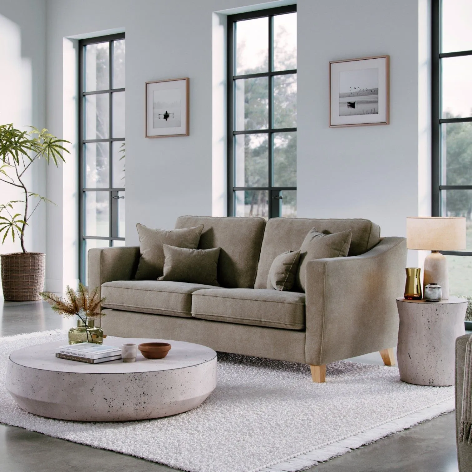 The Great Sofa Company Jackson 3 Seater Chenille Sofa in Light Brown