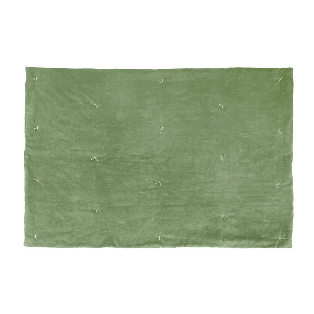 Wylder Edie 100% Cotton Velvet Bedspread in Green 4
