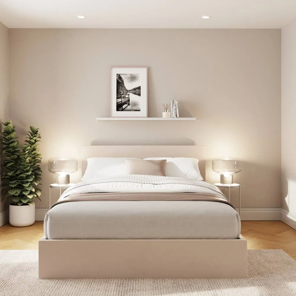 GFW End Lift Ottoman Storage Bed Velvet in Natural 1