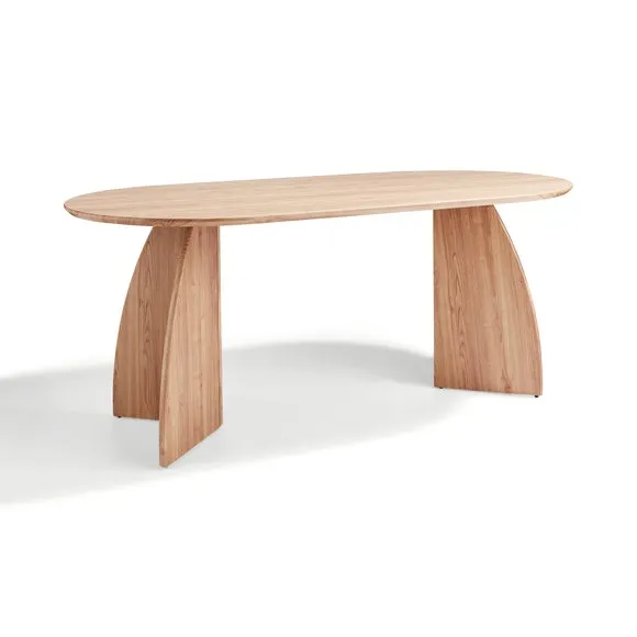 Effy 6 Seater Oval Dining Table, Natural Wood Effect 5