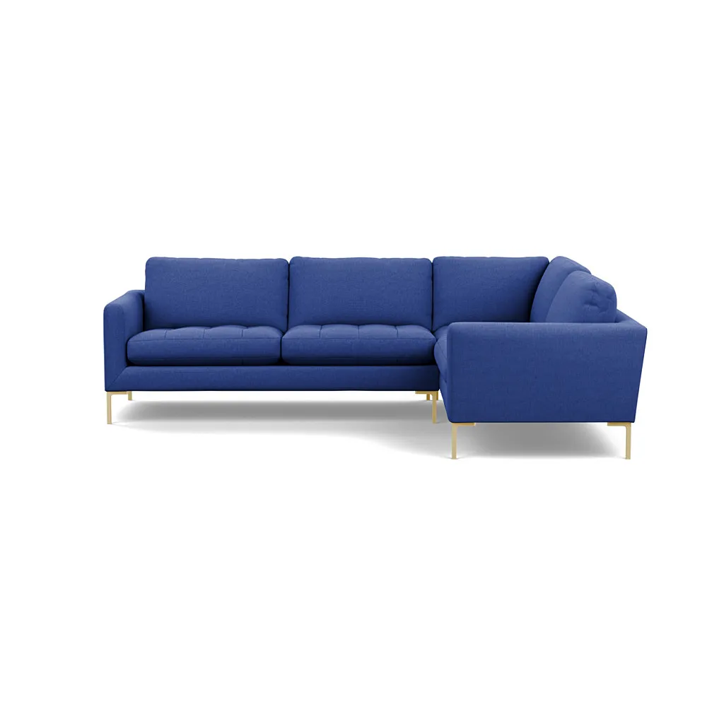 Heal's Eton Right Hand Facing Corner Sofa Brushed Cotton Cobalt Brass Feet