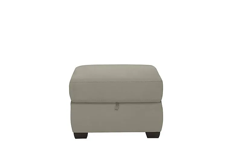 Optimus Leather Storage Footstool - Silver Grey