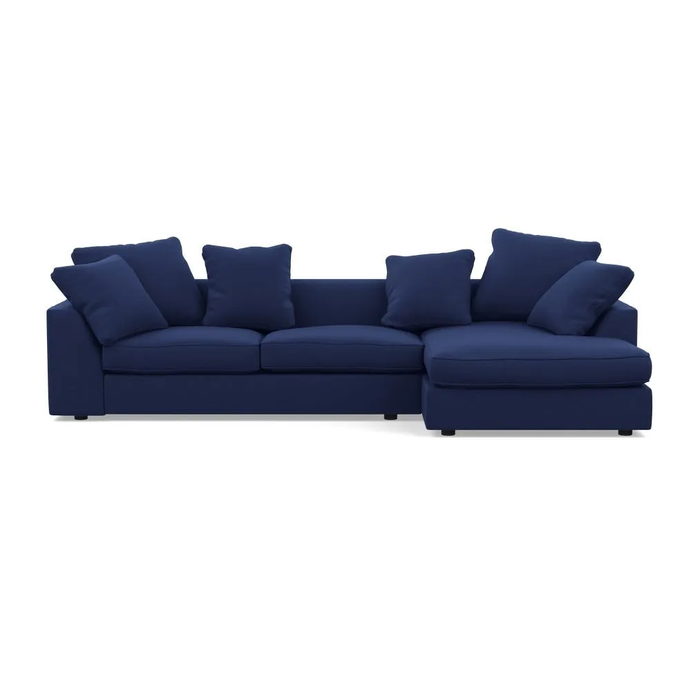 Heal's Cumulus Right Hand Facing Corner Sofa Melton Wool New Navy Black Feet 1