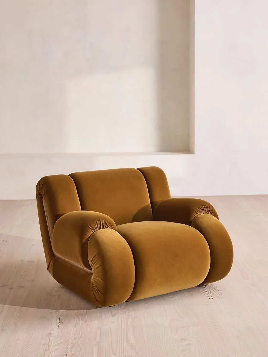 Umbria Armchair, Velvet, Mustard