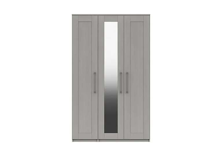 Fenchurch 3 Door Tall Wardrobe with Mirror - Light Grey