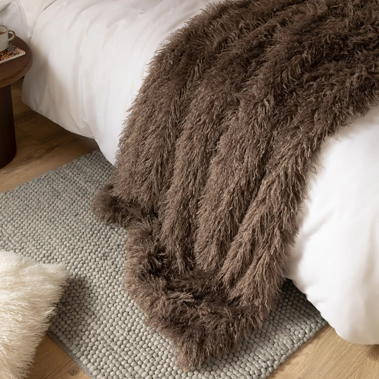 Furn Rowan Faux Fur Throw in Brown