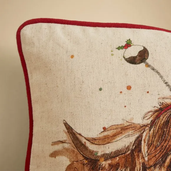 Christmas Highland Cow Rectangular Cushion 2