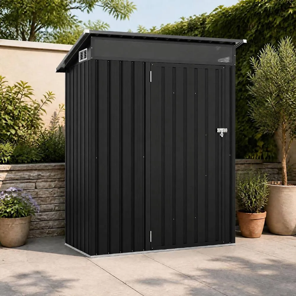 Costway Heavy-Duty Color Galvanized Steel Garden Shed Waterproof Tool House in Grey 5
