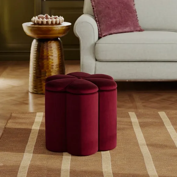 Flower Velvet Storage Footstool