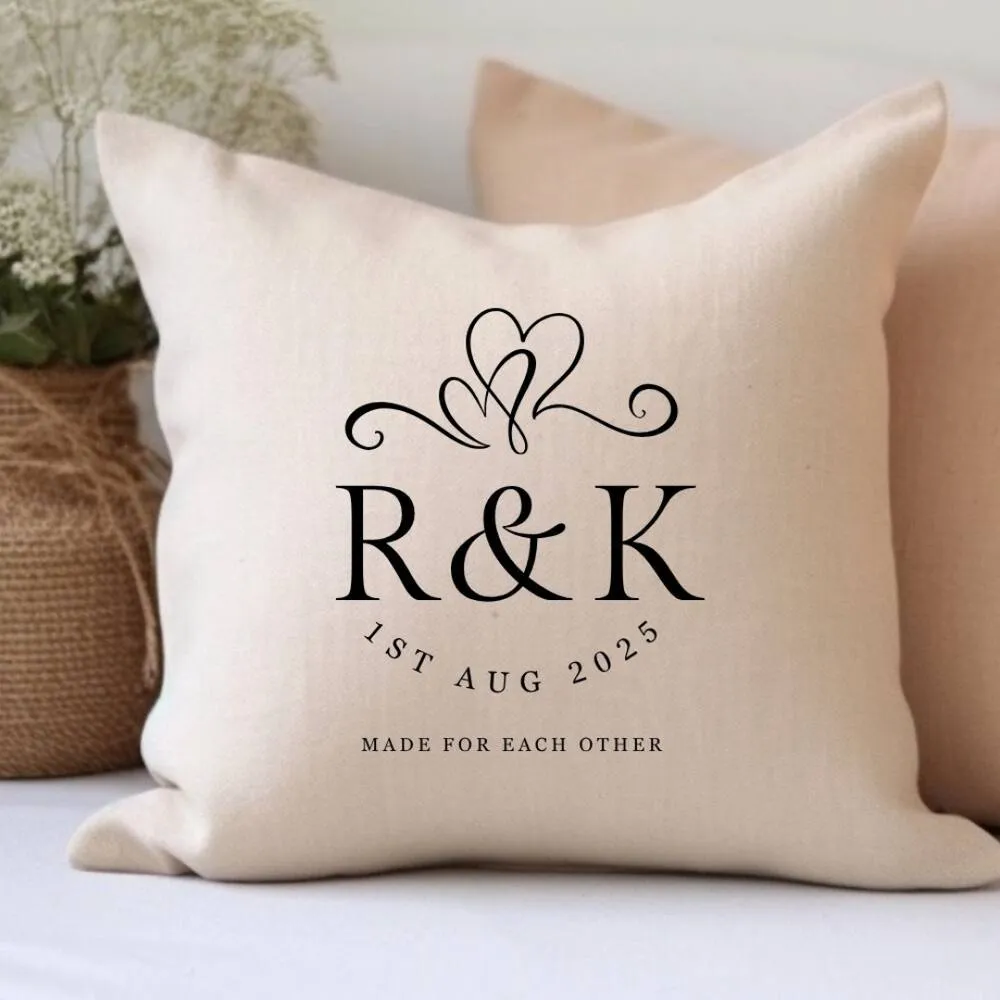 Aye Do Gifts Personalised Entwined Hearts Cushion in Cream