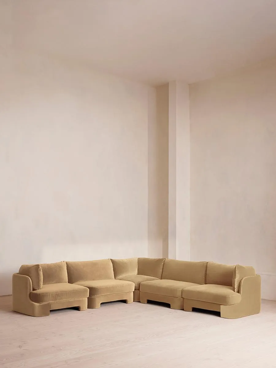 Odell Deeper Sit Modular Sofa, Corner Sofa, Velvet Camel
