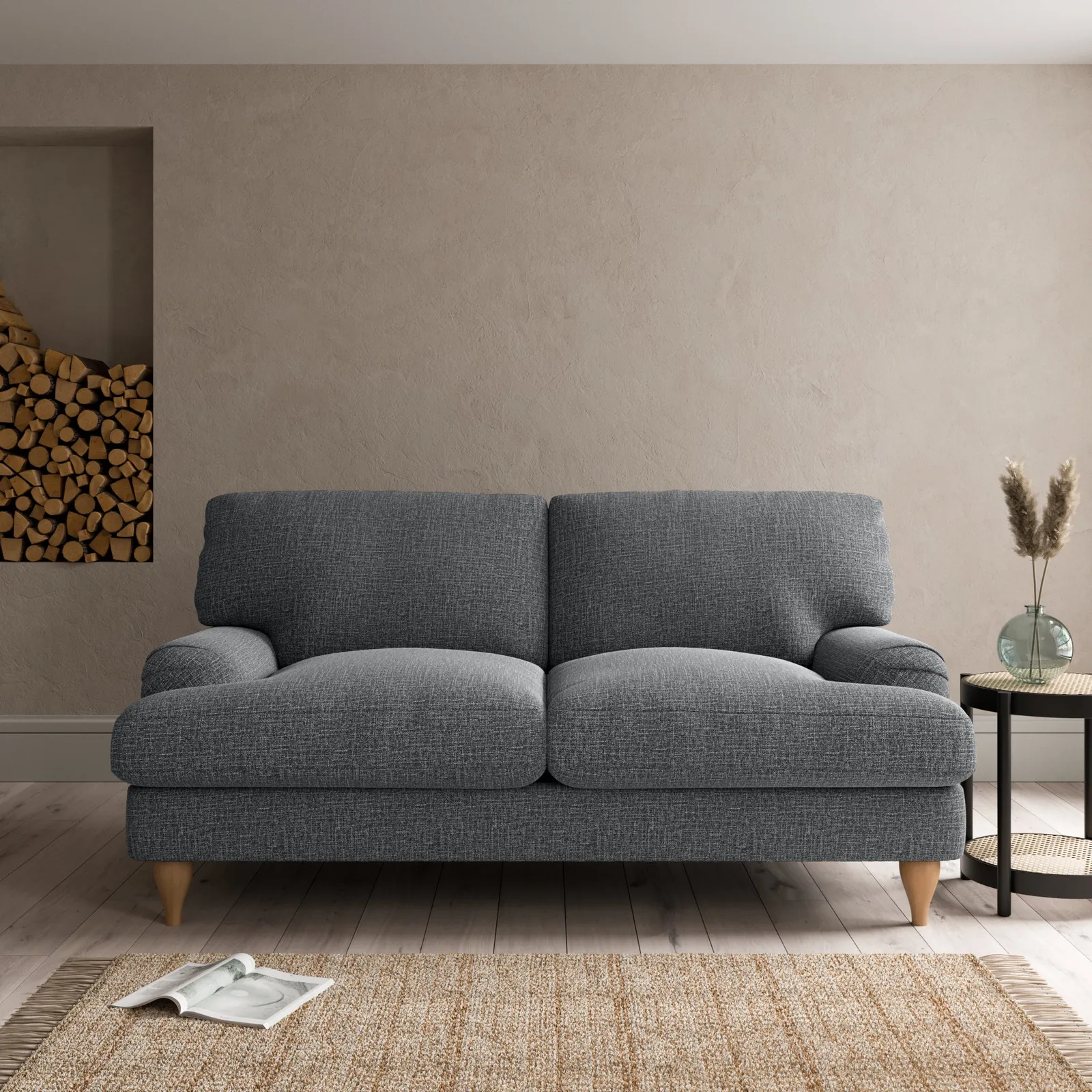 Darwin Slub Cotton Blend 2 Seater Sofa Black
