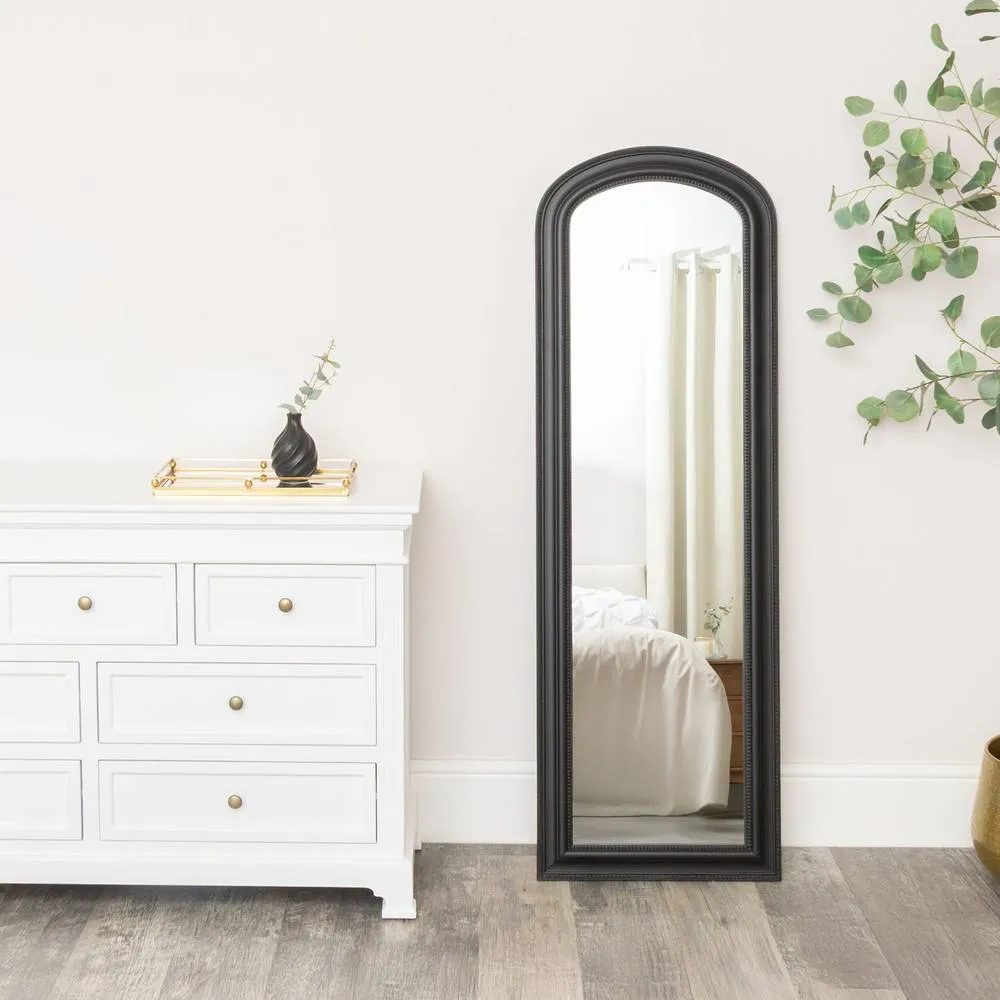 Melody Maison Full Length Black Leaner & Wall Mirror - 47cm X 142cm