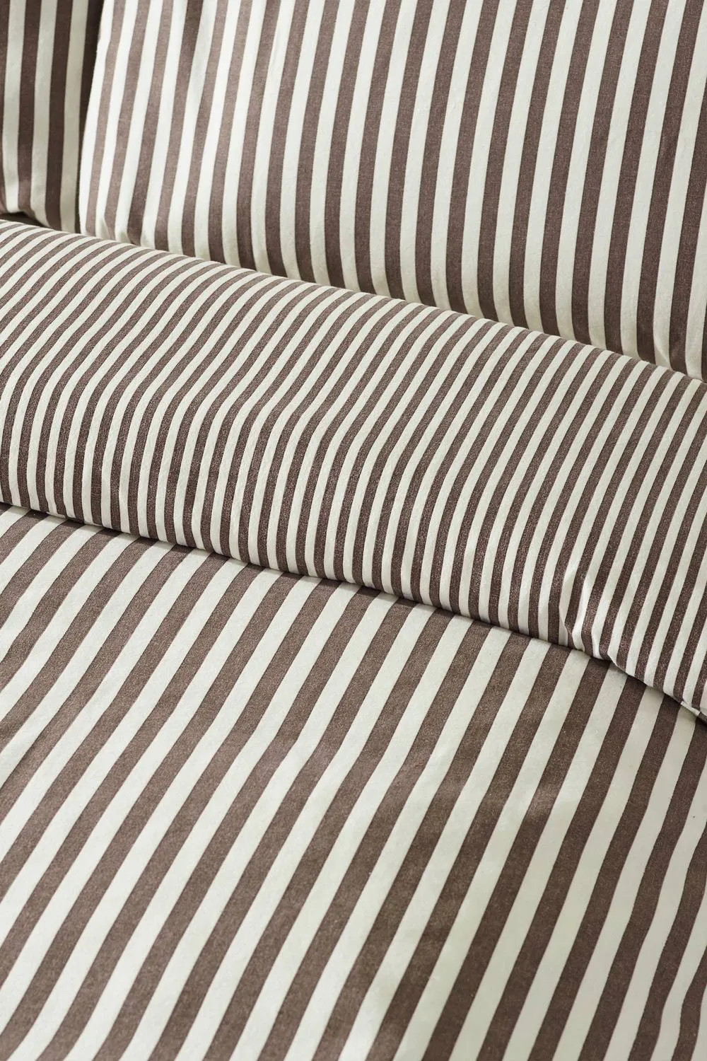 Catherine Lansfield Brushed Stripe 100% Cotton Duvet Cover Set in Chocolate 4