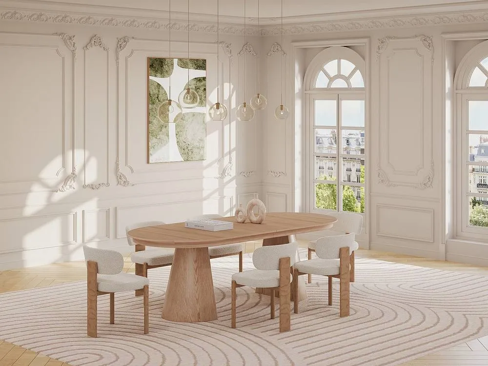 Vente-unique Extendable Dining Table for 4 To 10 People Ash Veneer - Light Natural in Light Oak 4