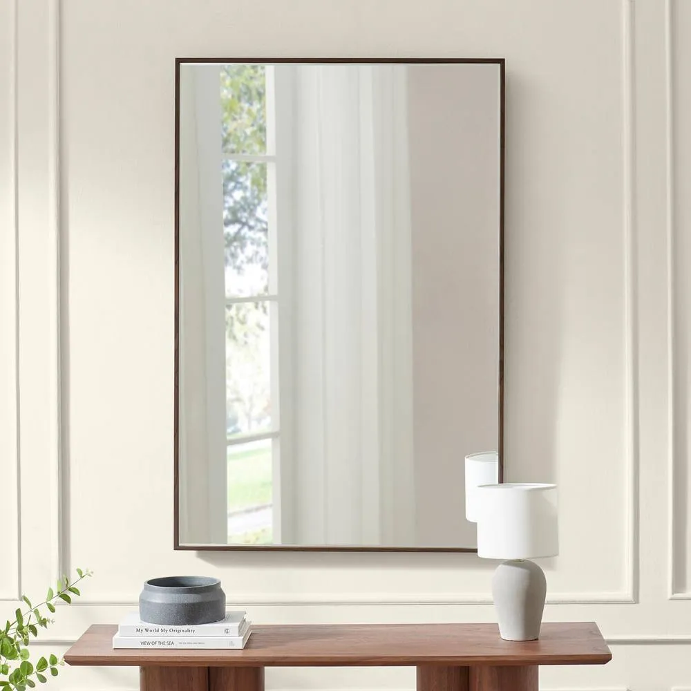 FurnitureboxUK Inga Walnut Wood Long Rectangle 120x80cm Wall Mirror 2