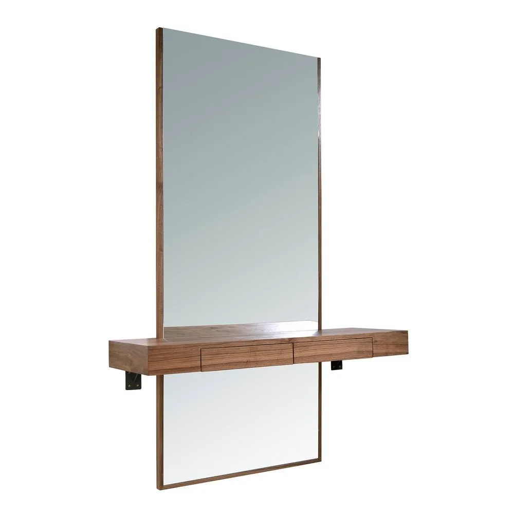 Angel Cerda Walnut Veneer Rectangular Wall Mirror 120x35x180 cm