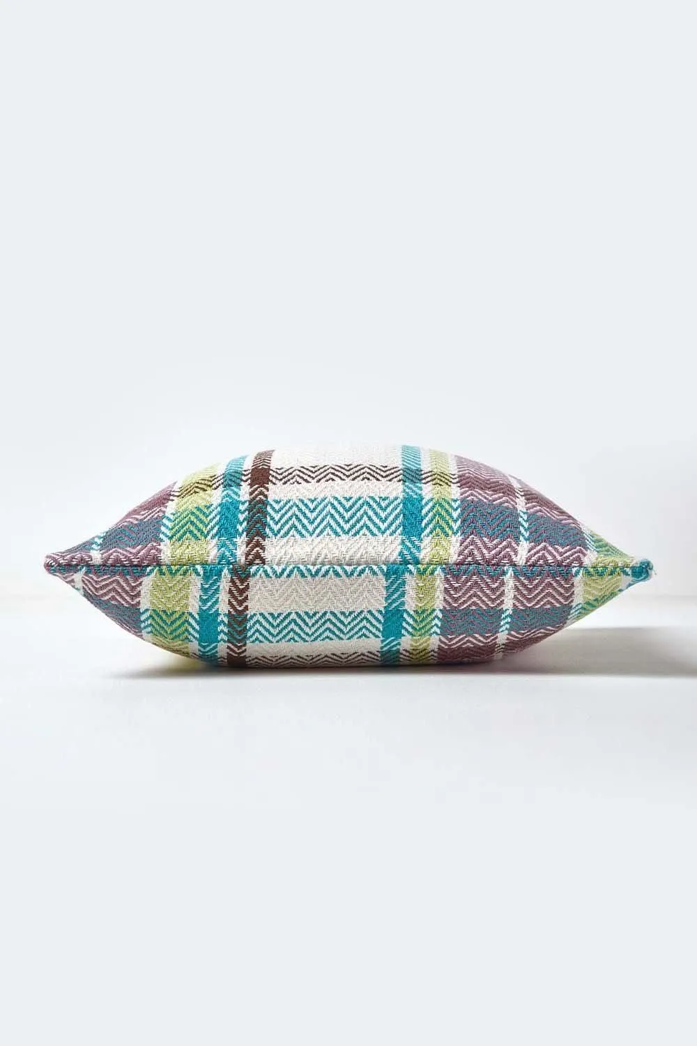 Homescapes Tartan 100% Cotton Falun Cushion Cover in Green 2