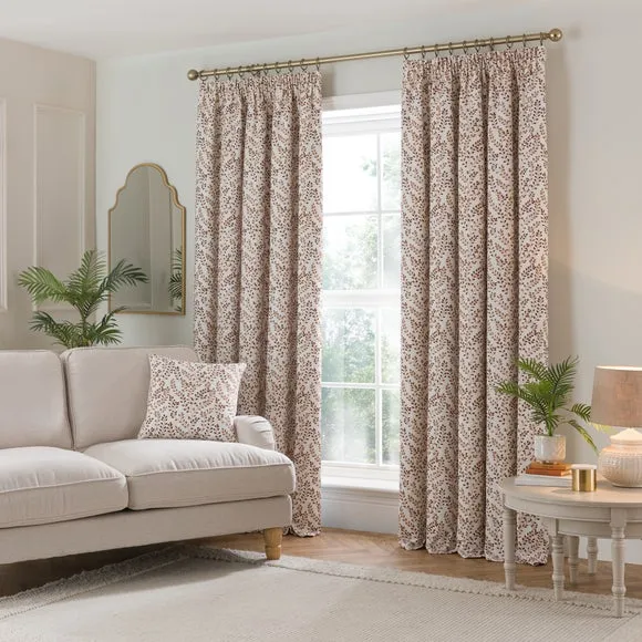 Shimla Embroidered Floral Pencil Pleat Curtains 2