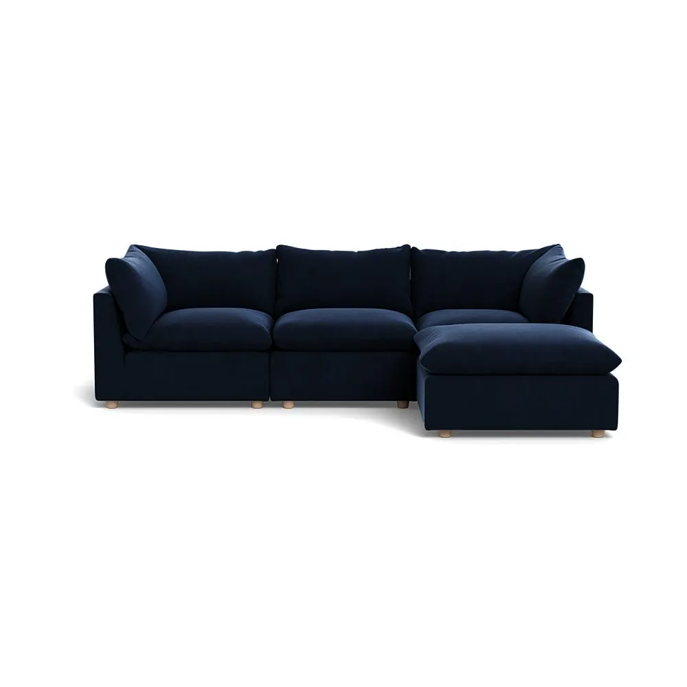 Heal's Astrid Right Hand Facing Corner Sofa Smart Velvet Dusk Natural Beech Feet 1