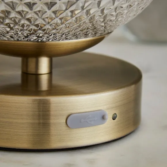 Cassia Pressed Glass Rechargeable Touch Dimmable Table Lamp 4