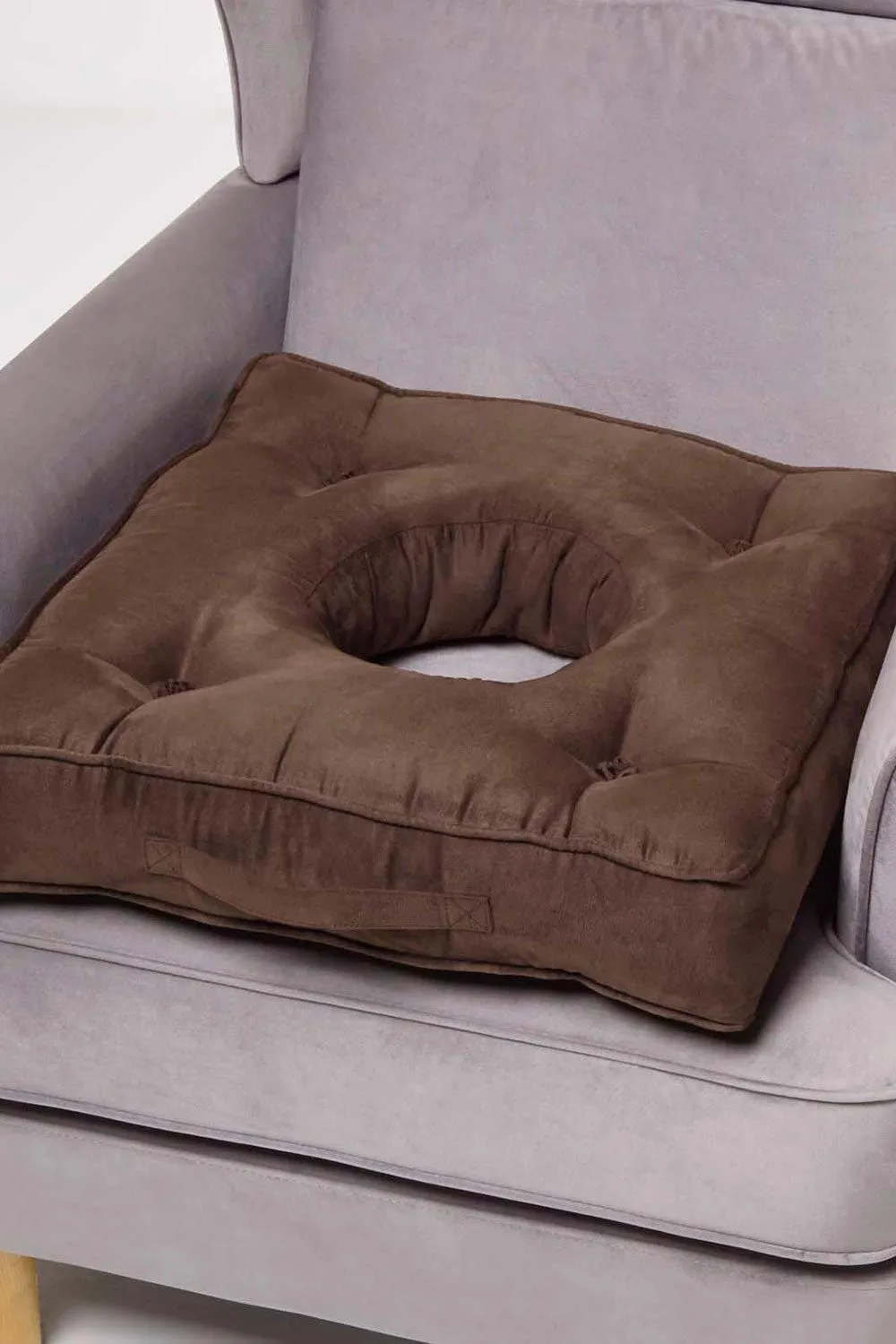Homescapes Faux Suede Coccyx Cushion in Brown