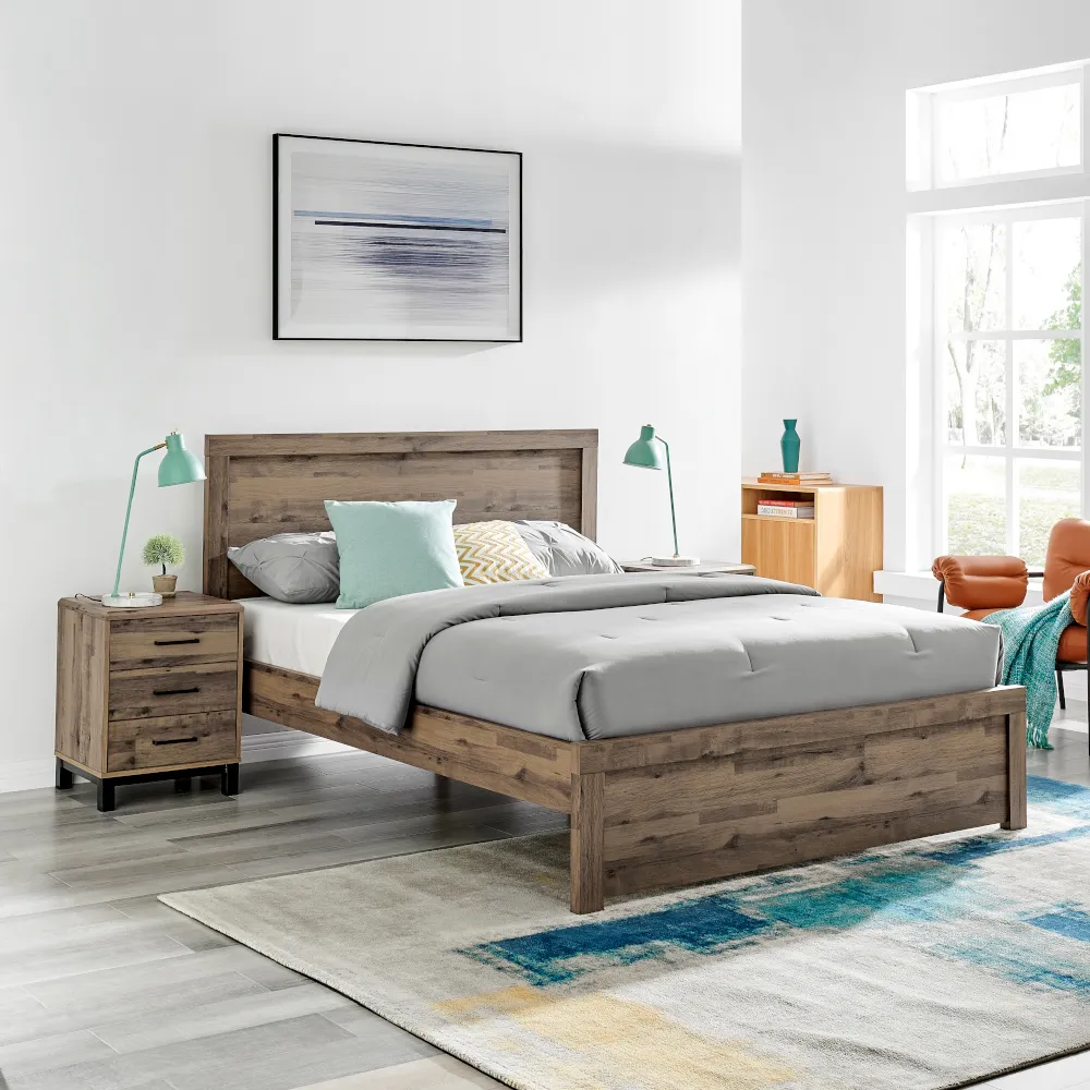 Rodley - King Size - Bed - Oak - Wood - 5ft - Happy Beds
