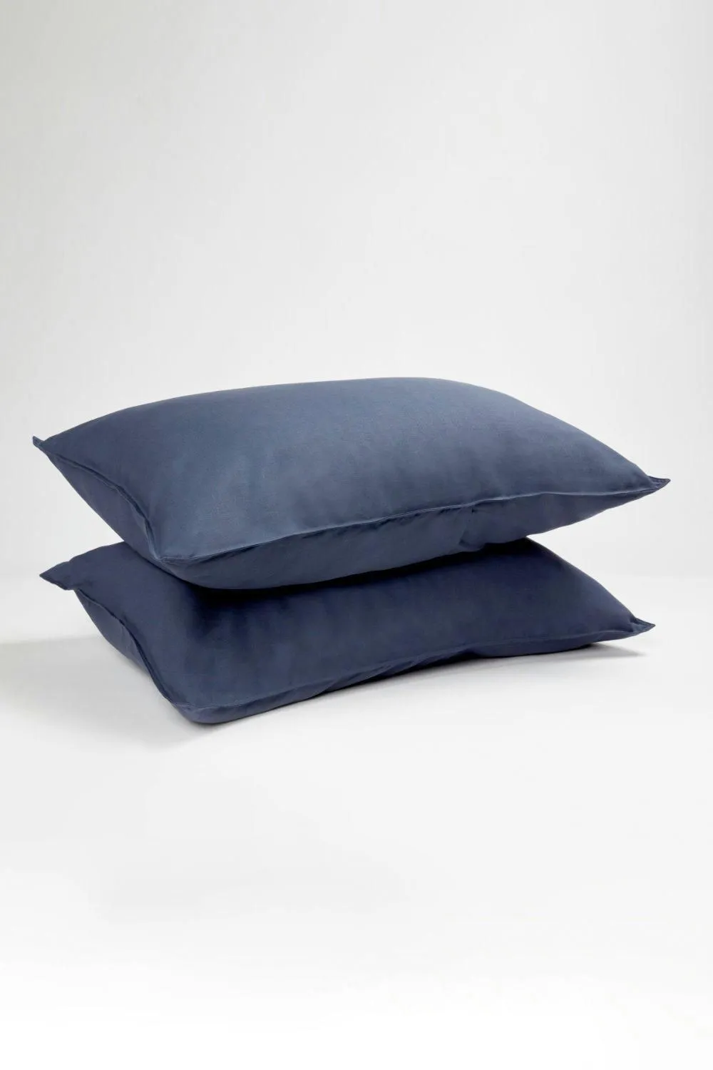 Panda Bamboo & French Linen Pillowcases (2-Pack) Midnight Navy, Blue 2