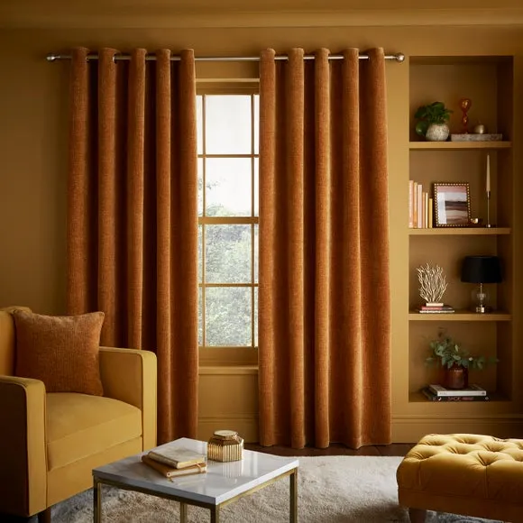 Luxe Textured Chenille Eyelet Curtains 2