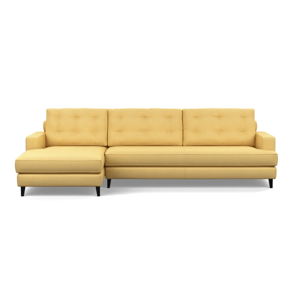 Heal's Mistral Left Hand Facing Corner Sofa Tejo Recycled Ochre Black Feet