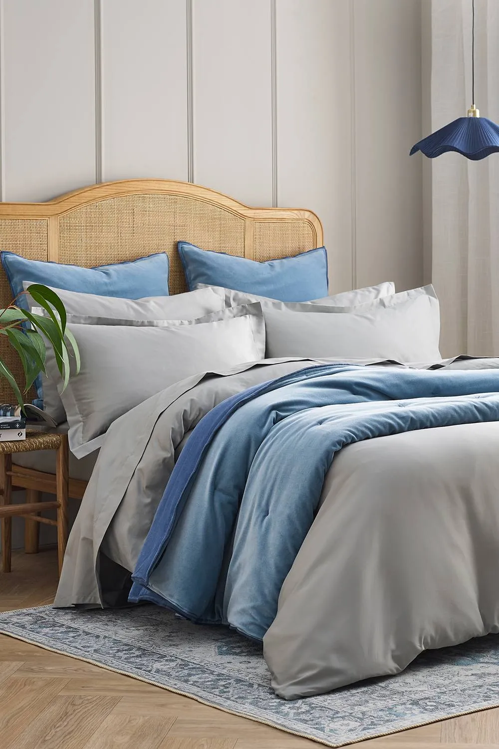 CHRISTY 400TC Luxury Cotton Sateen Plain Dye Bedding Flat Sheets in Pale Grey 4