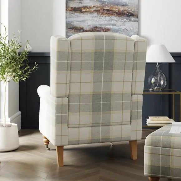 Oswald Grande Check Wingback Armchair 2