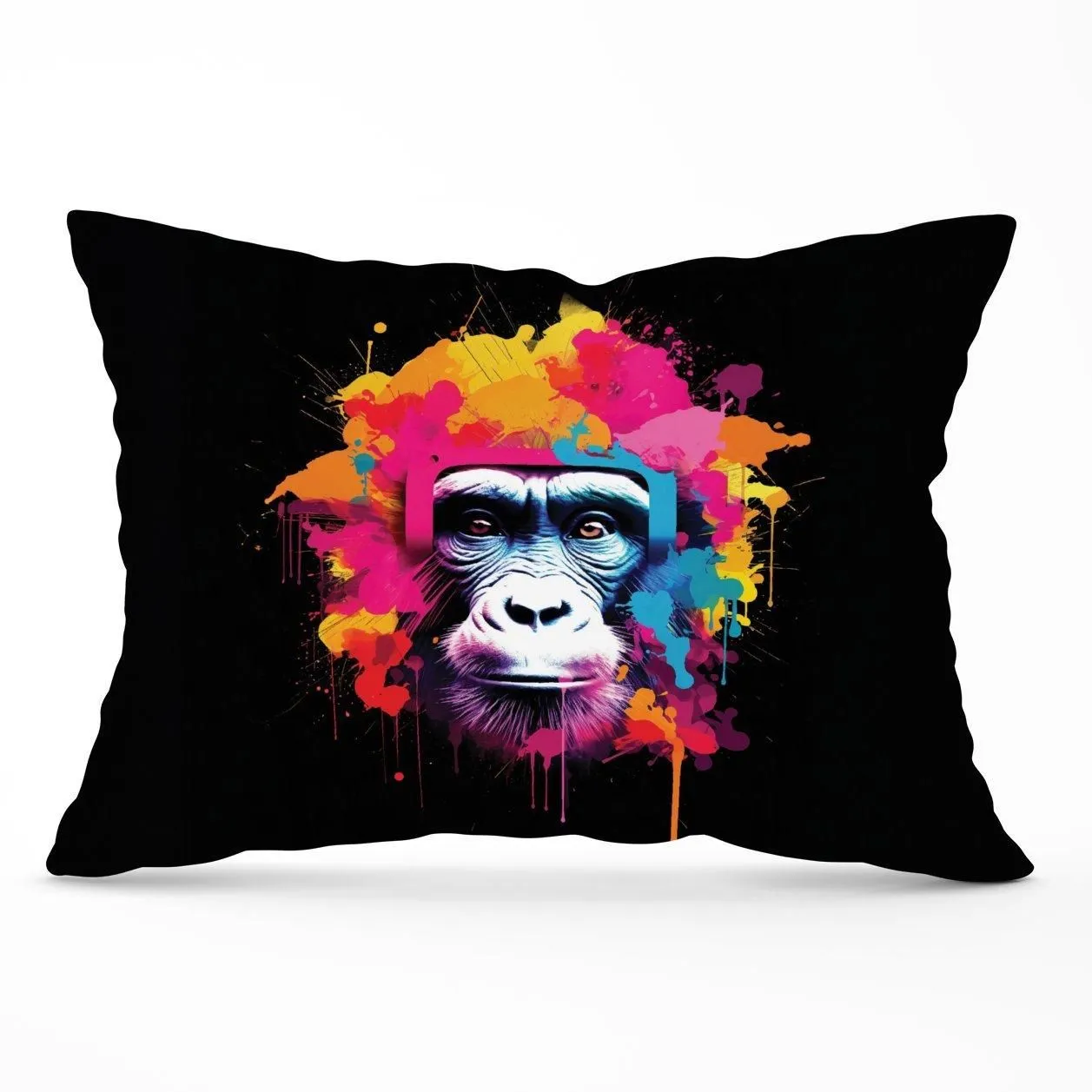 Warren Reed - Designer Multi Coloured Monkey Face Cushions in Pink