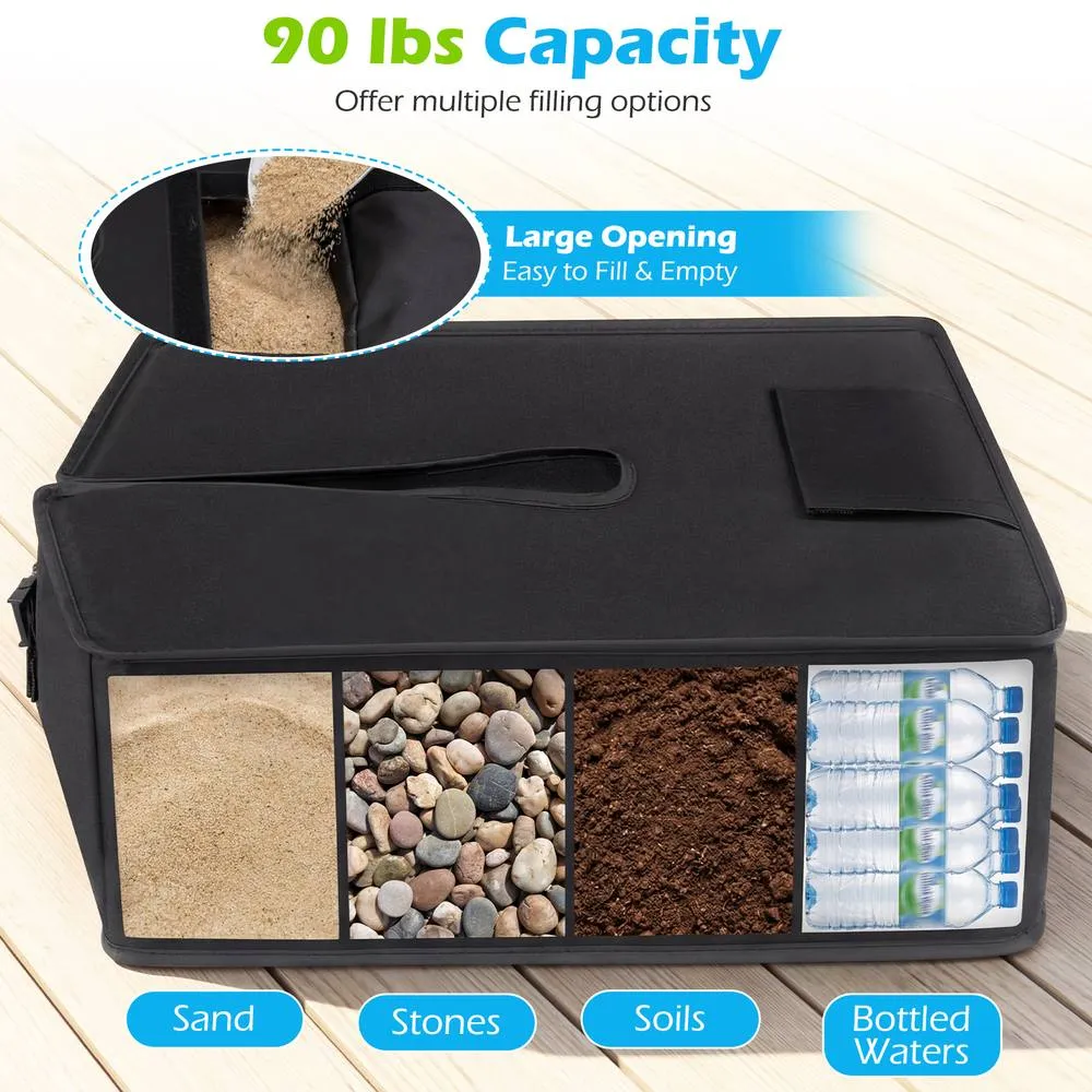 Costway Umbrella Base Weight 40 kg Sand-fillable Bag w/ Handles Umbrella Stand in Black 6