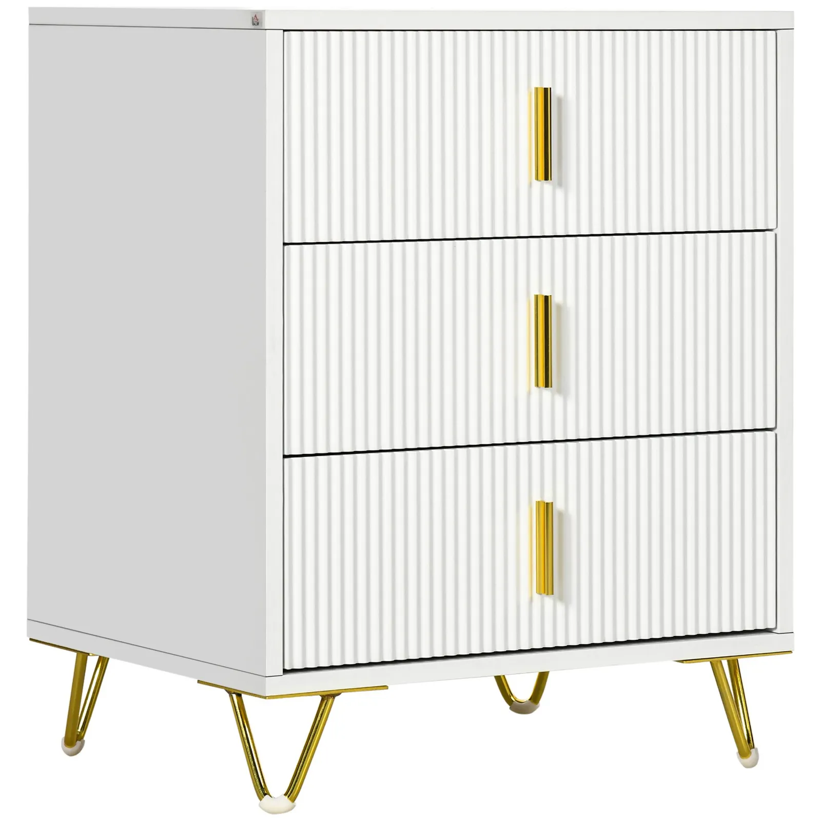 HOMCOM 3 Drawer Dresser, Chest of Drawers Storage Cabinet, White 2