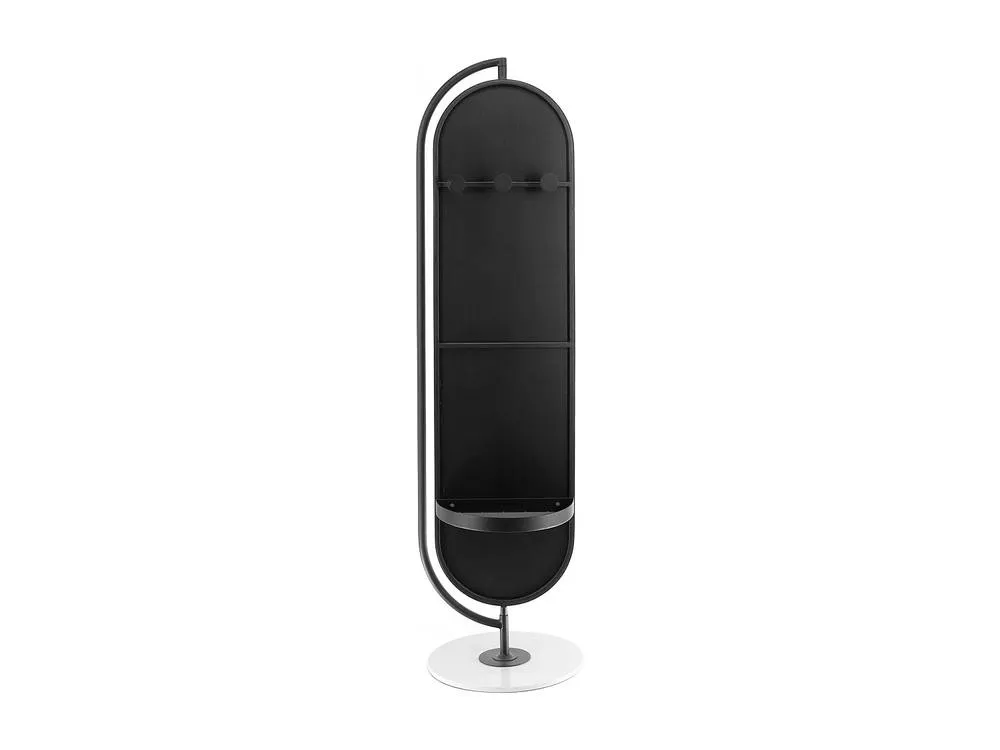 Vente-unique Freestanding Metal Mirror With Storage & Hooks - L44 X H169 Cm in Black 6