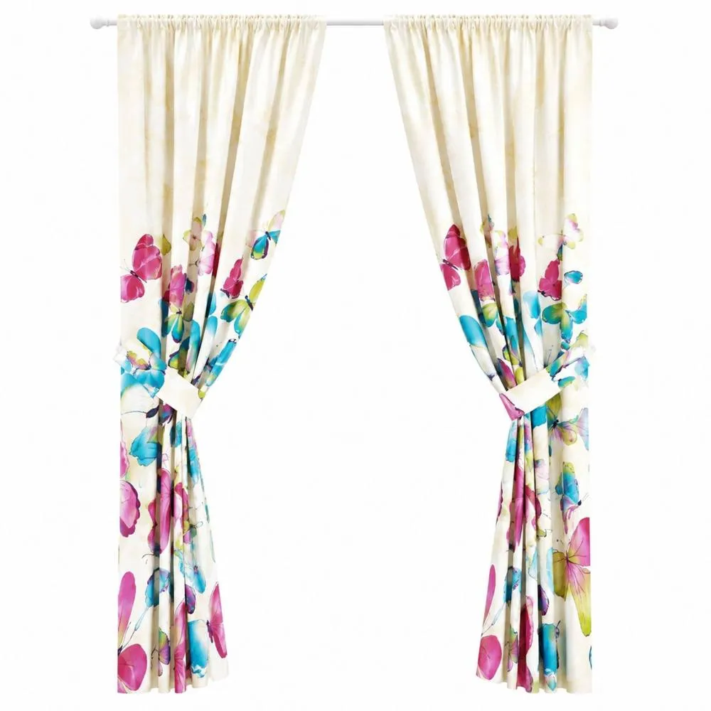 Smart Living Fashion Butterfly Curtains Pair with Tie Backs -Colourful Print 5