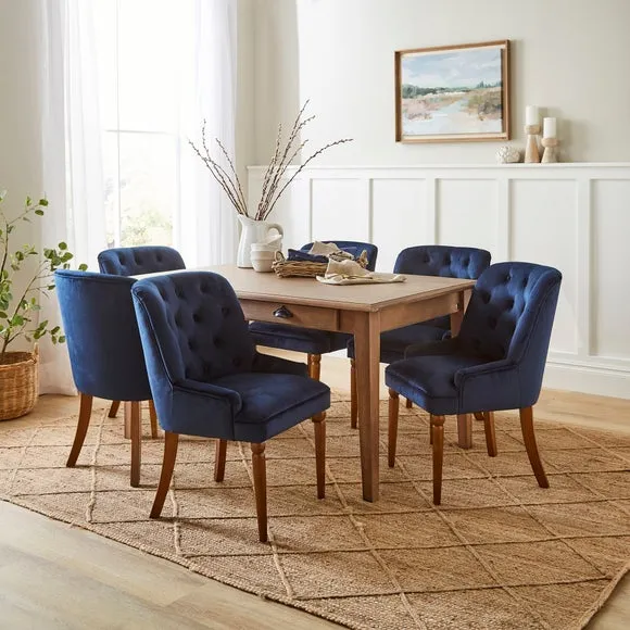 Beatrice Button Back Dining Chair, Luxe Navy Velvet 4