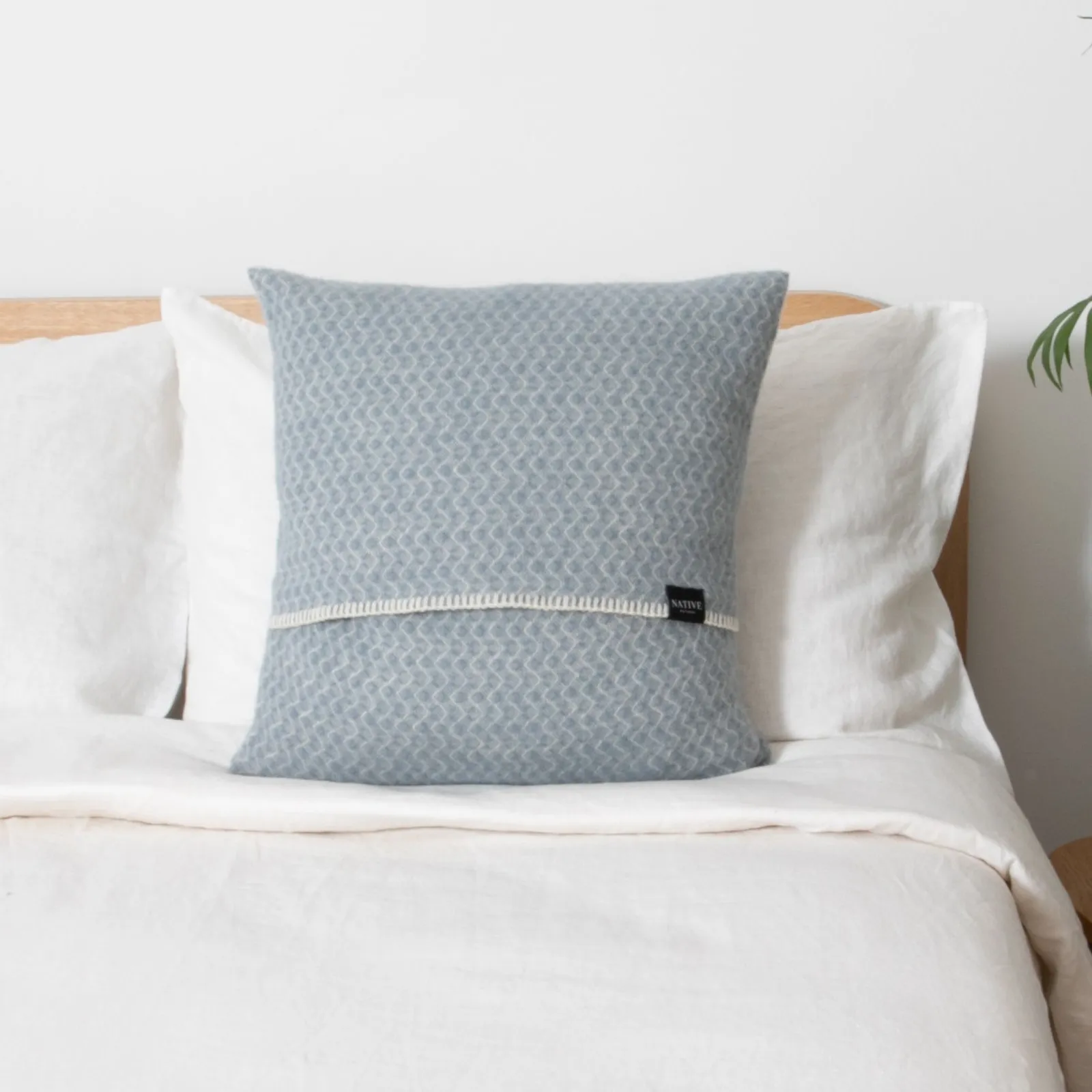 Native Natural Hoop Blue Wool Cushion Cover 45x45cm