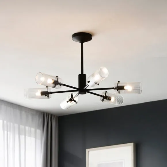 Sterling Ribbed 6 Light Semi Flush Ceiling Light 1
