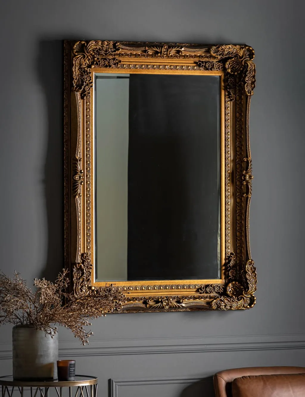 Gallery Direct Carved Louis Extra Large Rectangular Mirror Gold