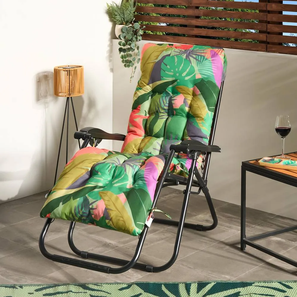 OHS Printed Gravity Chair Seat Cushion Outdoor Garden Water Resistant in Green