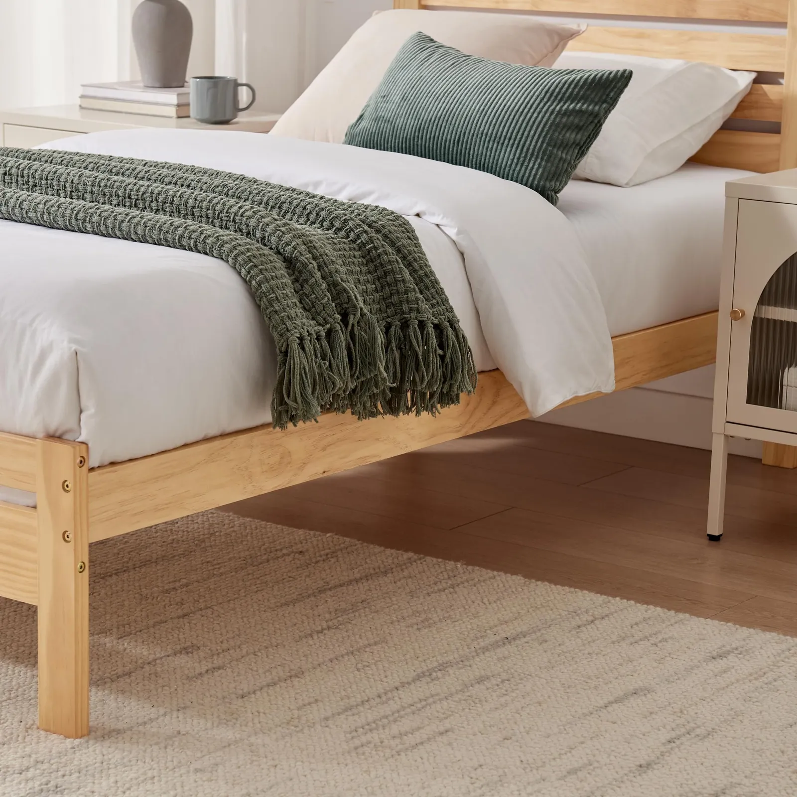FurnitureboxUK Declan Solid Pine Single Bed Frame in Light Oak 4