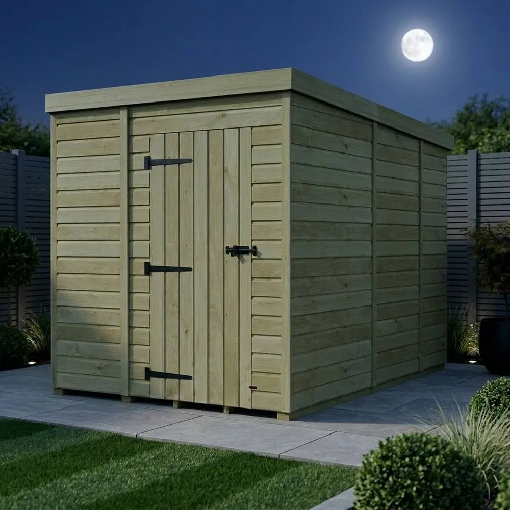 Buttercup Farm 6ft x 9ft Pent Garden Shed Single Door No Windows - Timber in Brown 3